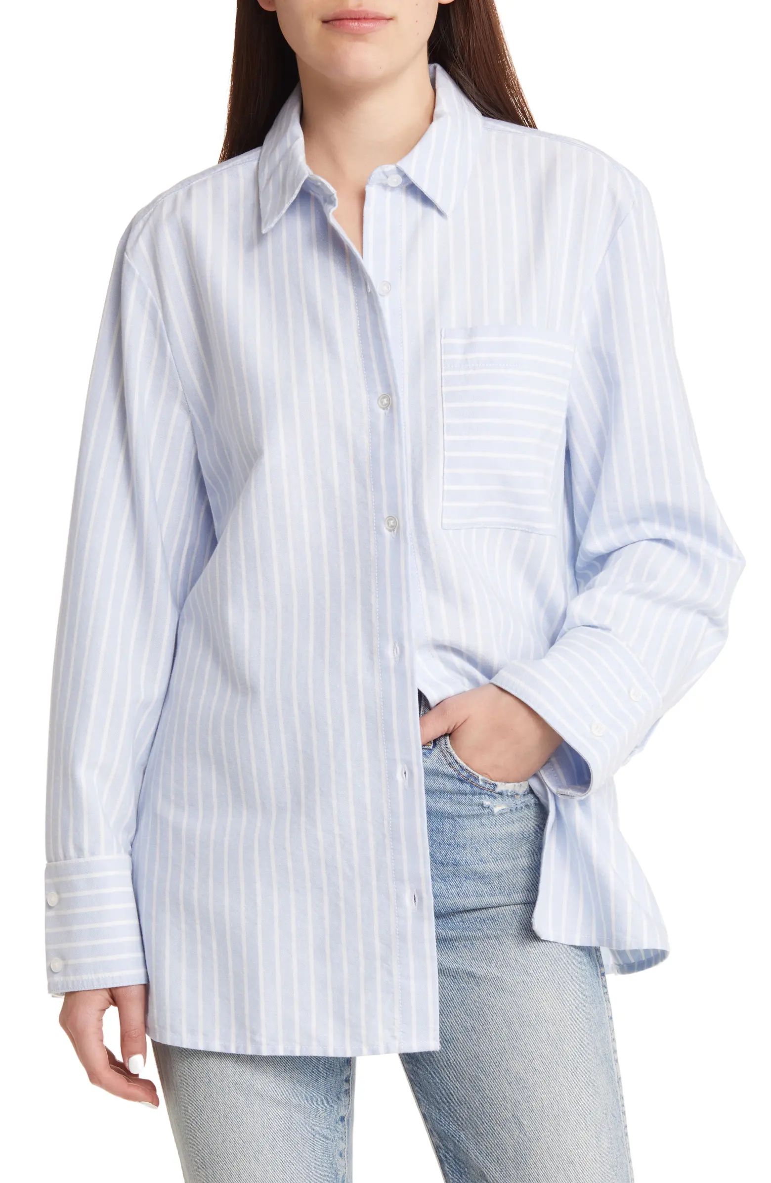 Oversize Stripe Poplin Button-Up Shirt | Nordstrom