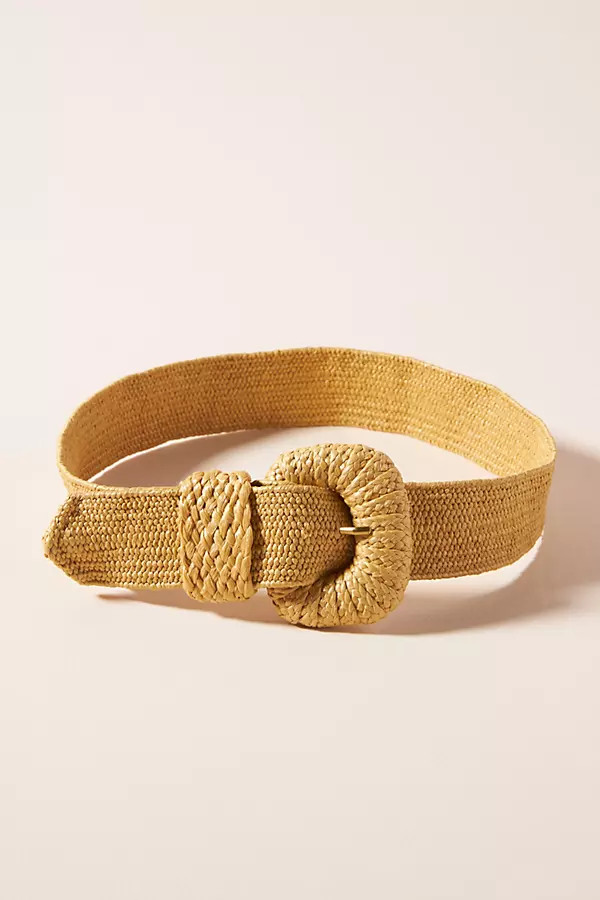 Raffia Stretch Belt By Anthropologie in Beige Size XS | Anthropologie (US)