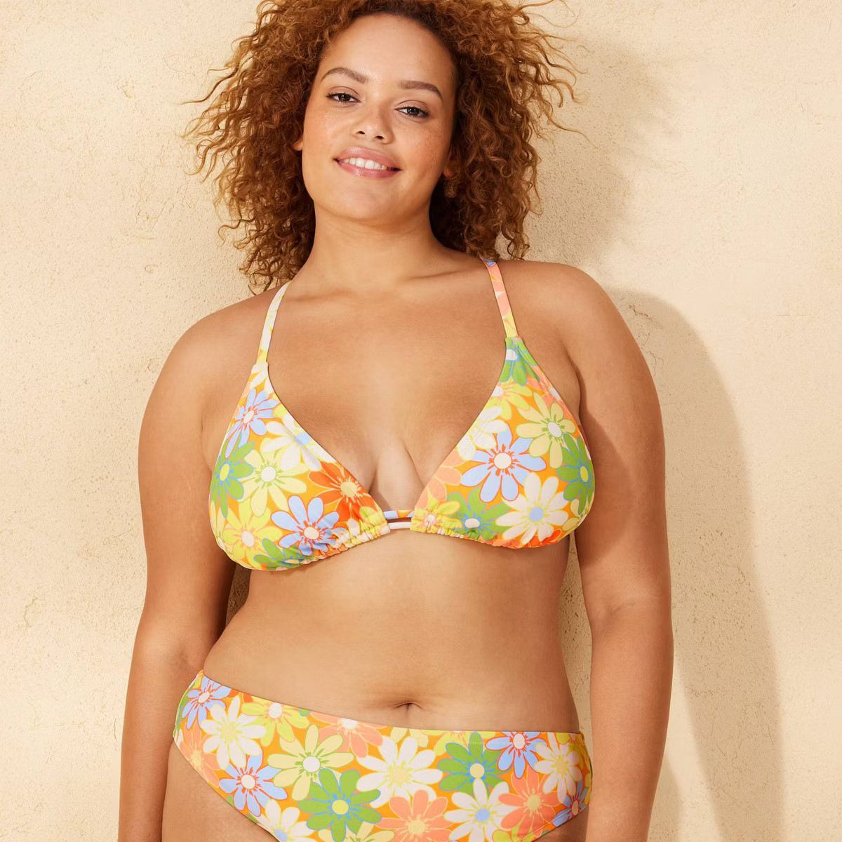 Women's Floral Print Triangle Bikini Top - Wild Fable™ Yellow/Orange/Green | Target