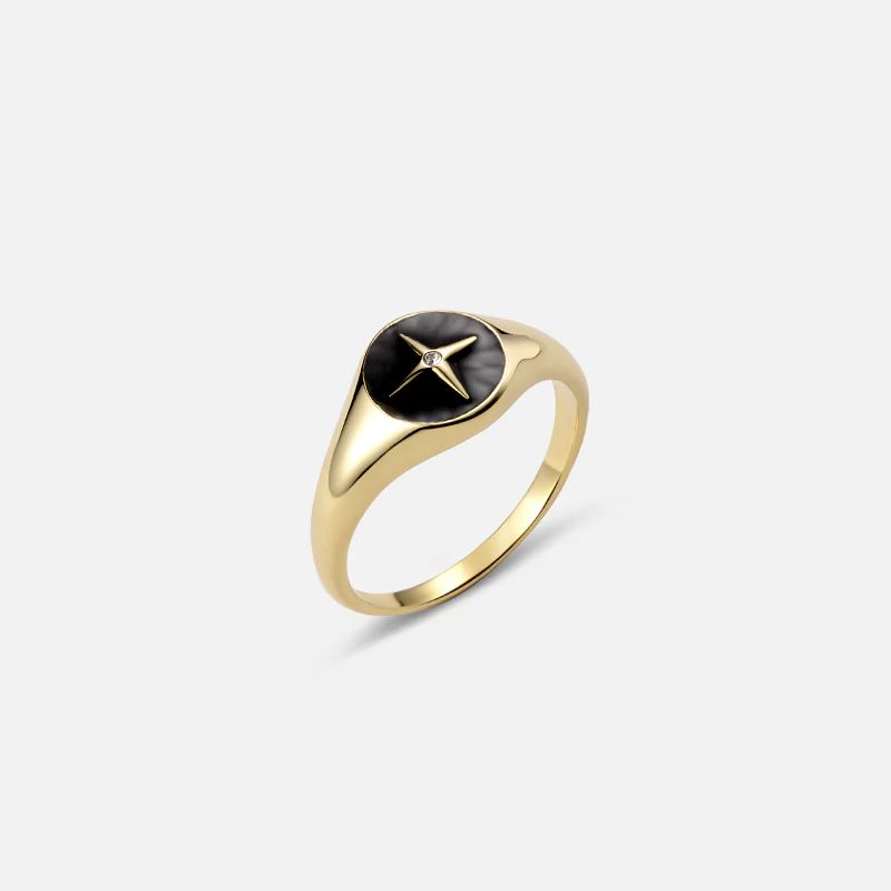 Black North Star Signet Ring | Victoria Emerson