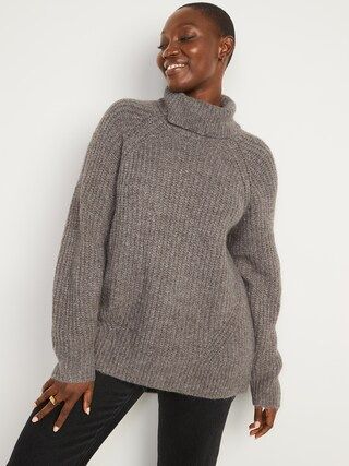 Long-Sleeve Shaker-Stitch Turtleneck Tunic Sweater for Women | Old Navy (US)