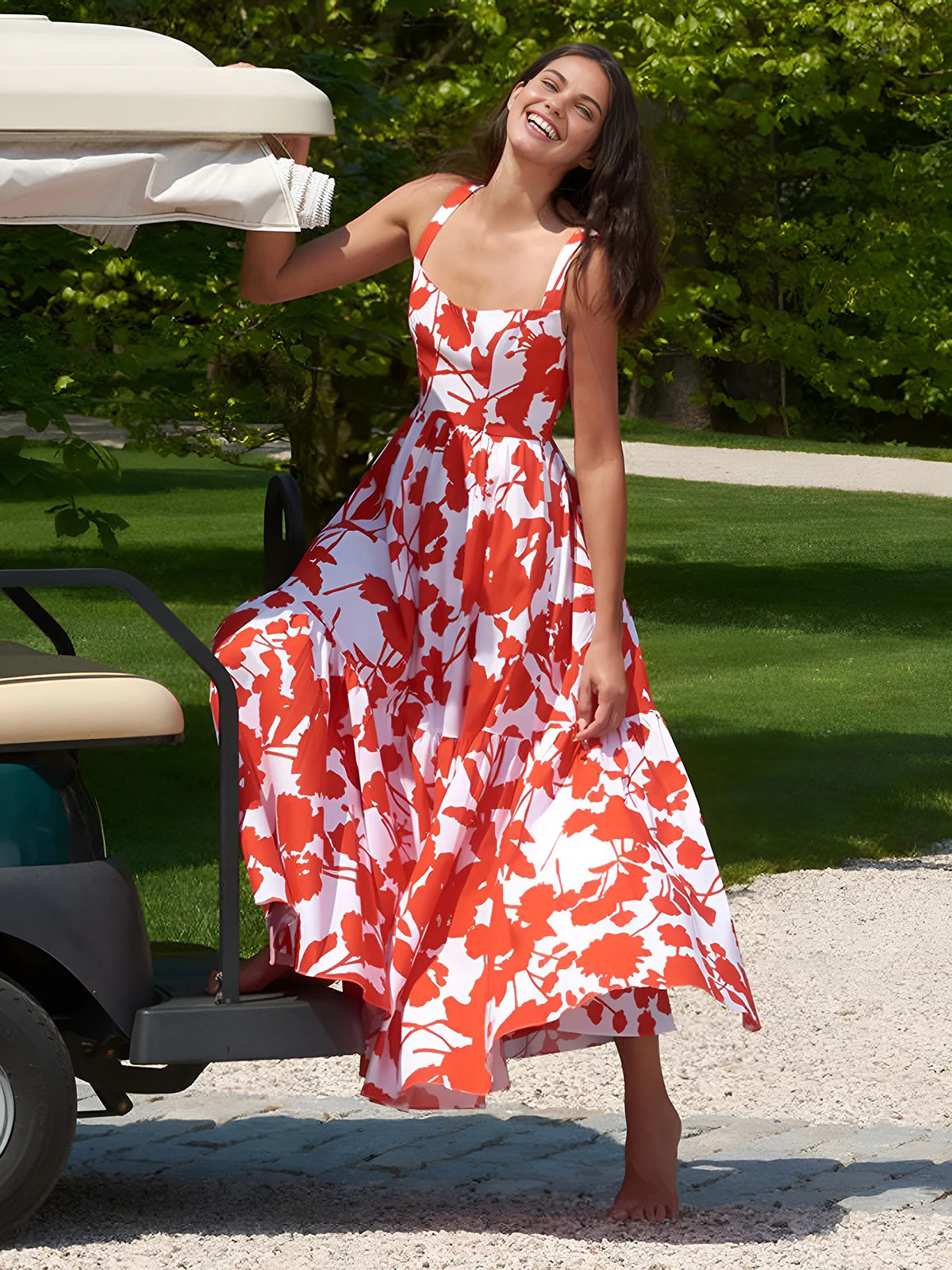 Blooming In Summer Floral Print Cami Long Dress | Commense