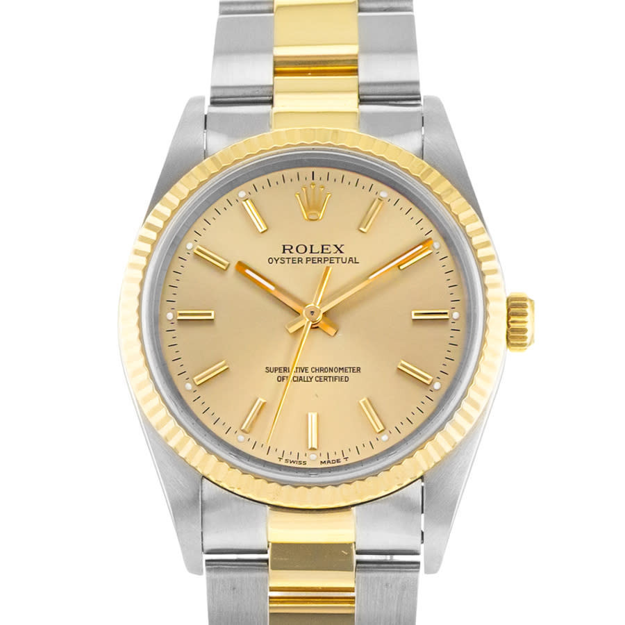 Pre-owned Rolex Oyster Perpetual 34 Automatic Chronometer Champagne Dial Mens Watch 14233 CSO | Jomashop.com & JomaDeals.com