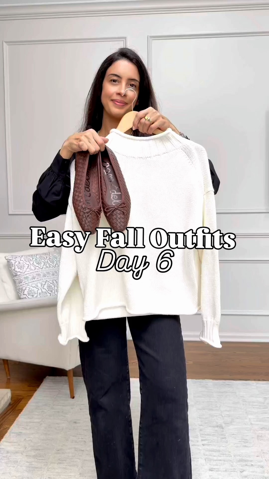 Easy Fall Outfits day 6
Love this elevated fall outfit
Sizing:
Sweater size Small
Jeans TTS - I’m wearing a size 27 with a 29 inseam
Flats are TTS. 
Belt: I’m wearing a size 85 and I linked a similar option that I wear a size Small

#LTKootd #LTKSeasonal #LTKOver40