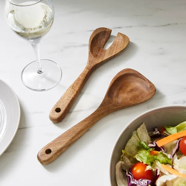 Wooden Salad Spoon & Fork | Dunelm