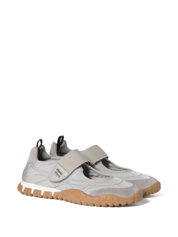 Miu Miu Tyre Ballerina Shoes | Grey | FARFETCH IE | Farfetch Global