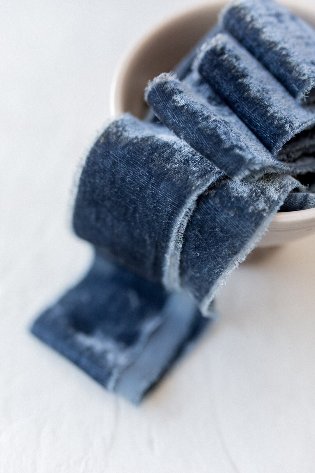 Dusty Blue Velvet Ribbon Silk Bridal Bouquet Invitations - Etsy | Etsy (US)