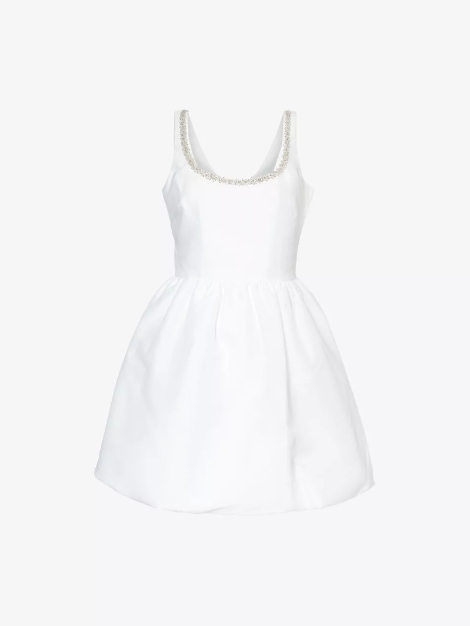 Crystal-embellished scoop-neck taffeta mini dress | Selfridges