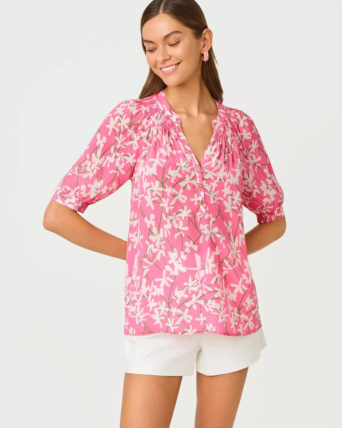Elsa Short Sleeve Silk Top | Lilly Pulitzer