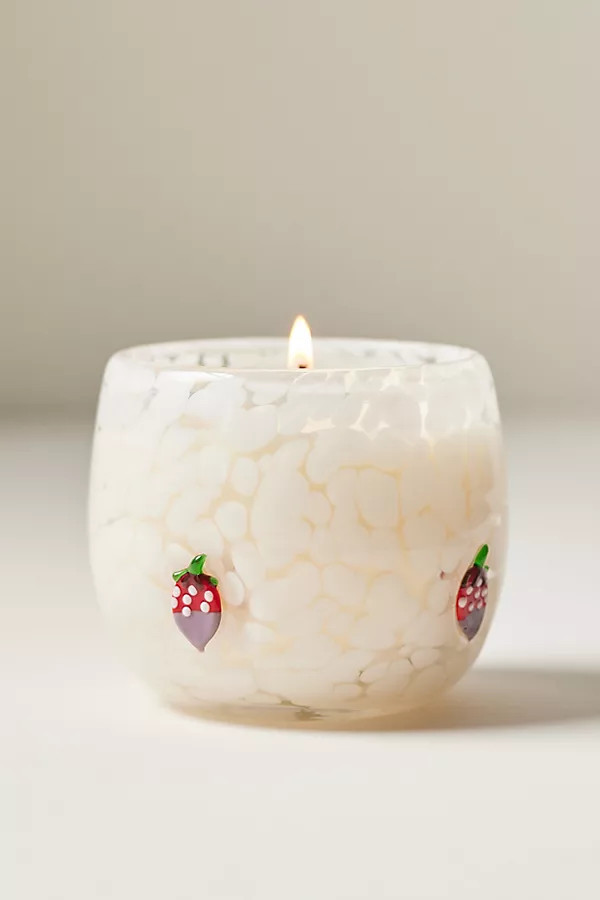 Chocolate Strawberry Gourmand Strawberries and Creme Valentine's Day Icon Glass Candle | Anthropologie (US)