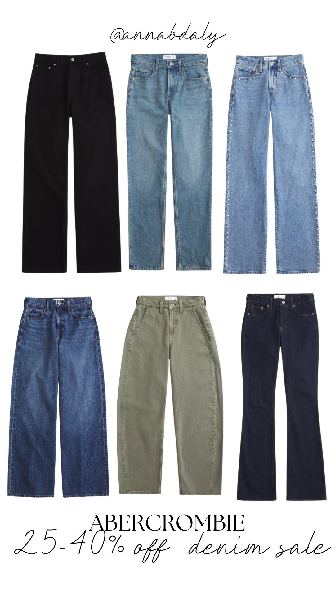 Abercrombie 25-40% off all denim picks!

#LTKSeasonal #LTKTall #LTKSaleAlert