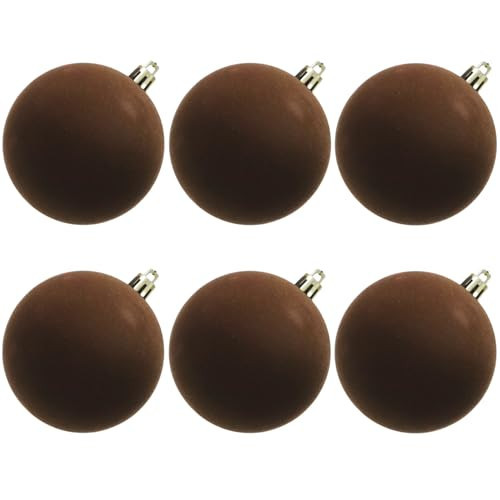 4IN Brown Velvet Christmas Ornaments Set,6PCS Flocked Ornaments Balls | Amazon (US)