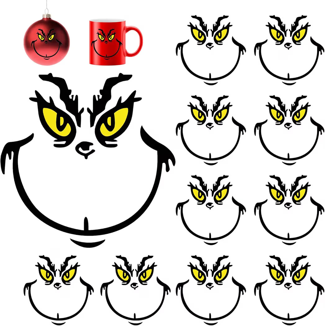 10 Pcs Christmas Face Stickers – Vinyl Transfer Stickers for Crafts, Ornaments, Cups, Jars, and... | Amazon (US)