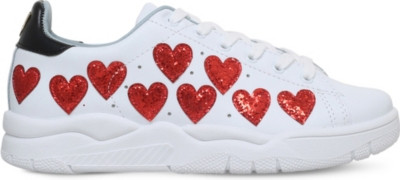 Heart-detailed leather sneakers | Selfridges