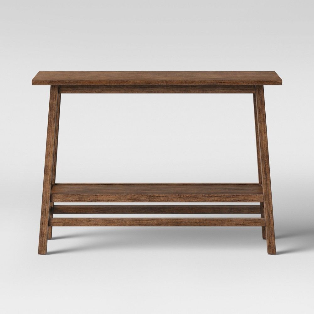 Haverhill Wood Console Table with Shelf Weathered Brown - Threshold | Target