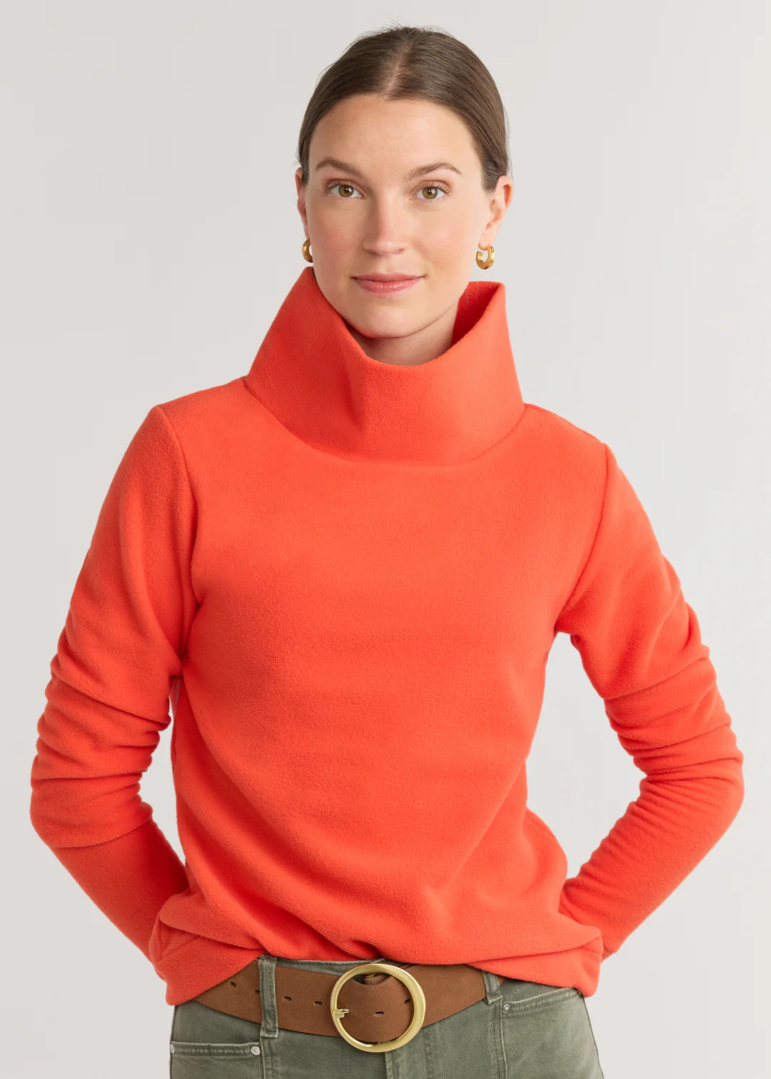 Park Slope Turtleneck in Vello Fleece (Paprika) | Dudley Stephens