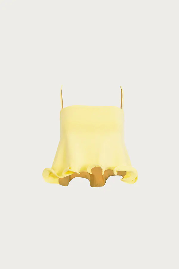 Ruffle Hem Crop Top (Butter Yellow) | SAME