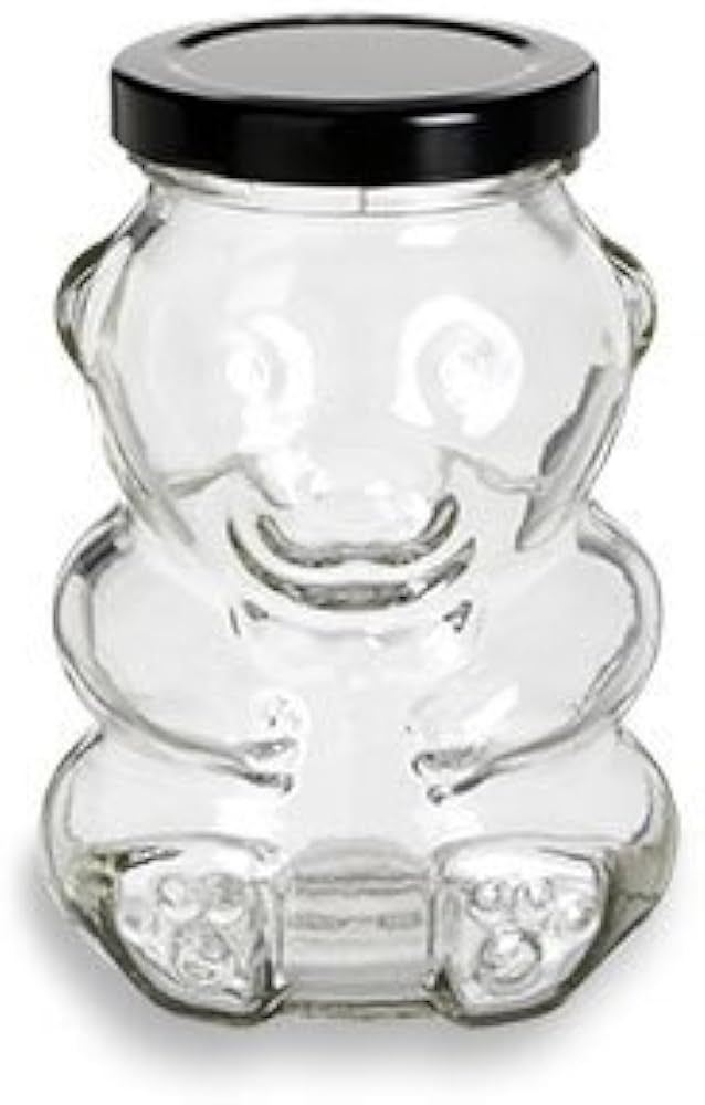 Amazon.com: Nakpunar 12 pcs 9 oz Glass Bear Jars with Black Lids for Honey, Candies, Piggy Banks ... | Amazon (US)