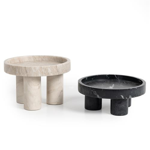 Keith Rustic Lodge Black and White Solid Marble Decorative Bowls - Set of 2 | Kathy Kuo Home