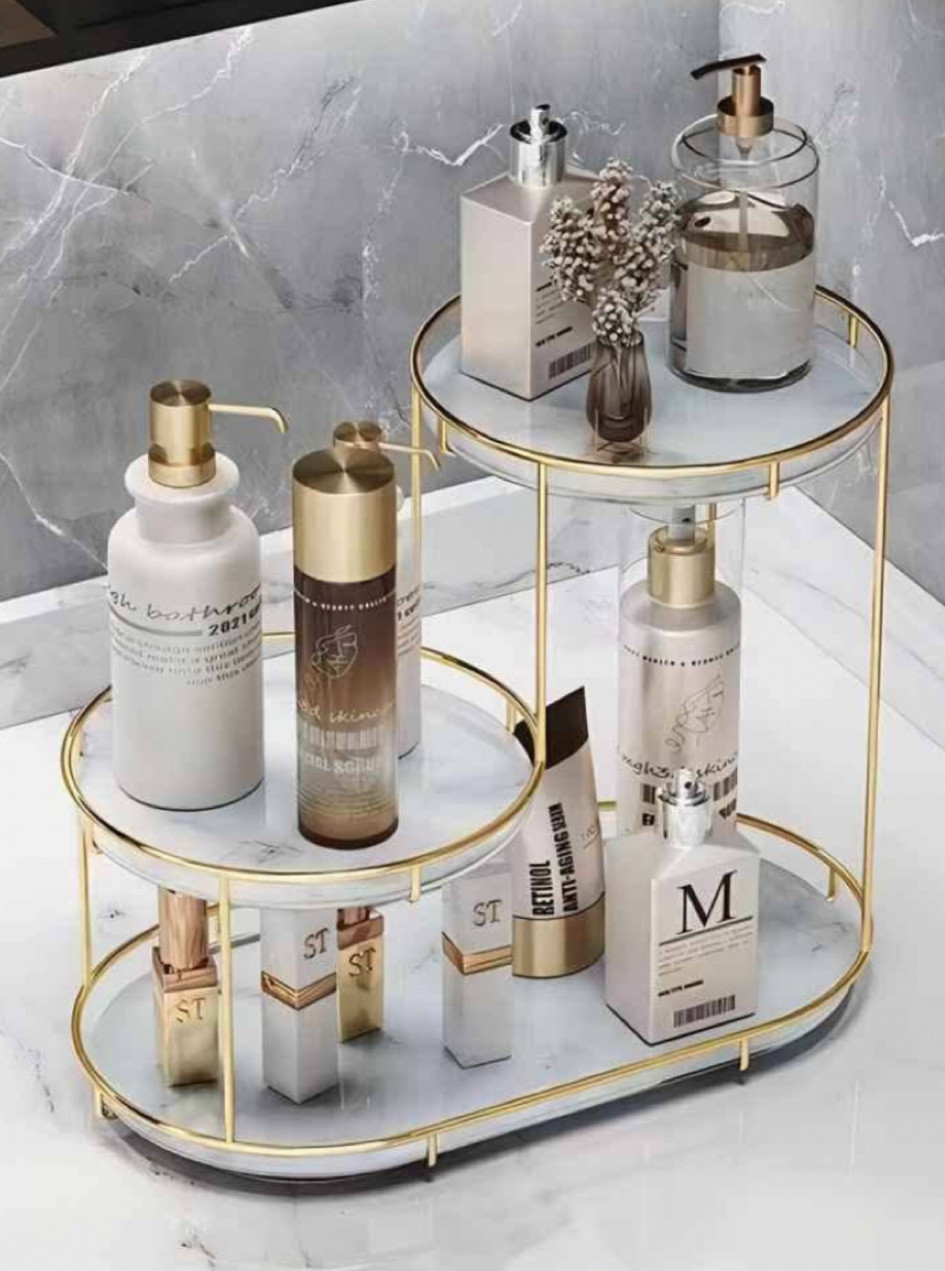 SUJIOWJNP 3-Layer Shelf Organizer, Bathroom Countertop Shelf, Large Capacity Heightened Design, Metal Frame, Removable Marble Glass Tray, Vanity Cosmetic Organizer

#LTKFind #LTKhome #LTKsalealert