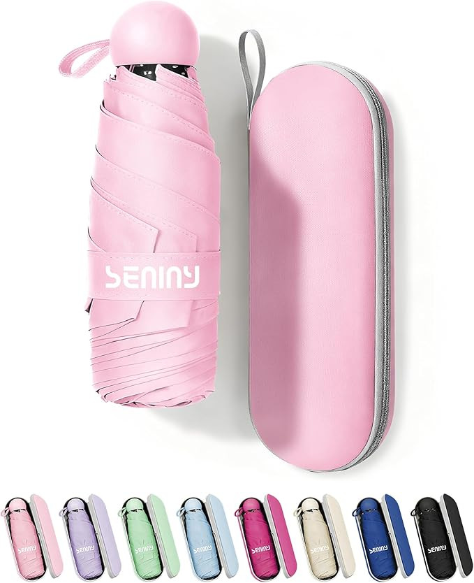 Seniny Mini Portable Travel Umbrella with Case - Compact Umbrellas for Rain & Sun UV Protection f... | Amazon (US)