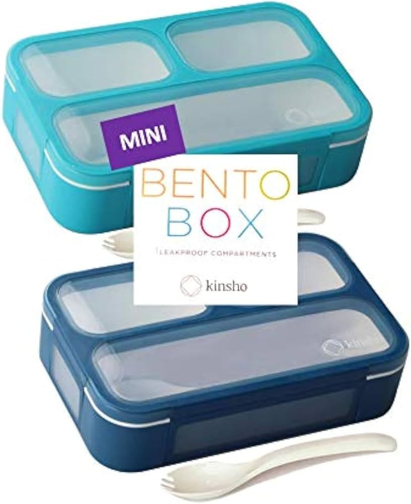 Mini Bento-Box Lunch and Snack Boxes Set of 2 | Small Portion Containers for Kids Boys Girls Todd... | Amazon (US)