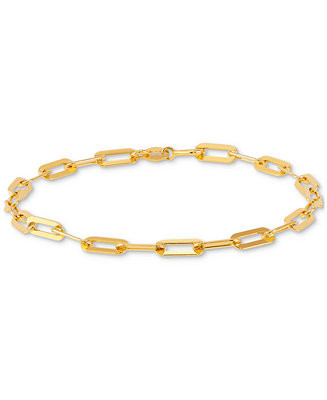 Polished Paperclip Bracelet in 18K Gold over Silver or Sterling Silver | Macy's