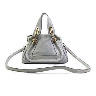 Auth Chloe Paraty Bag Handbag Shoulder Bag gray leather e58806a | eBay AU