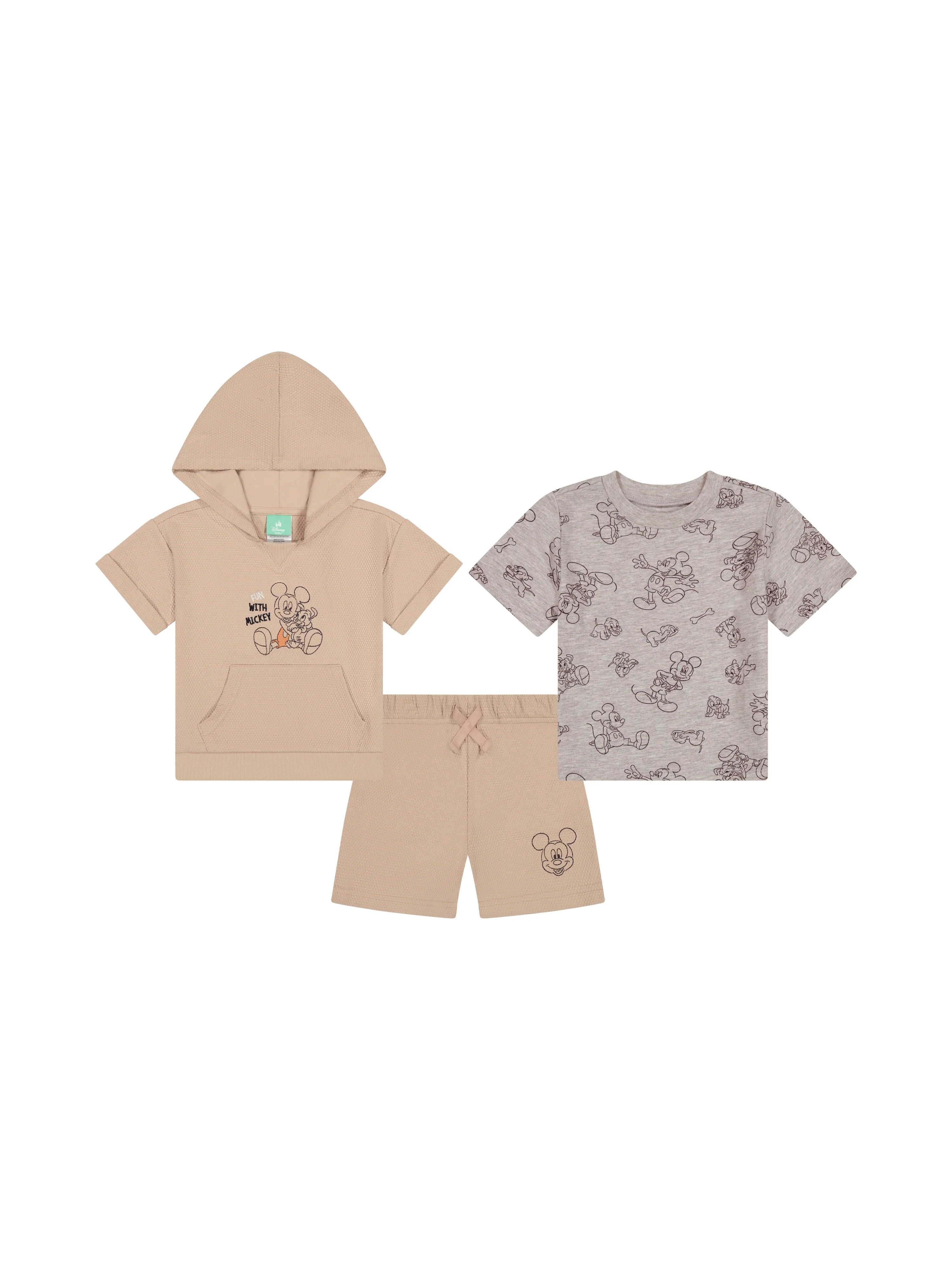 Mickey Mouse Baby Boy 3 Piece Short Set, Sizes 0-24 Months | Walmart (US)