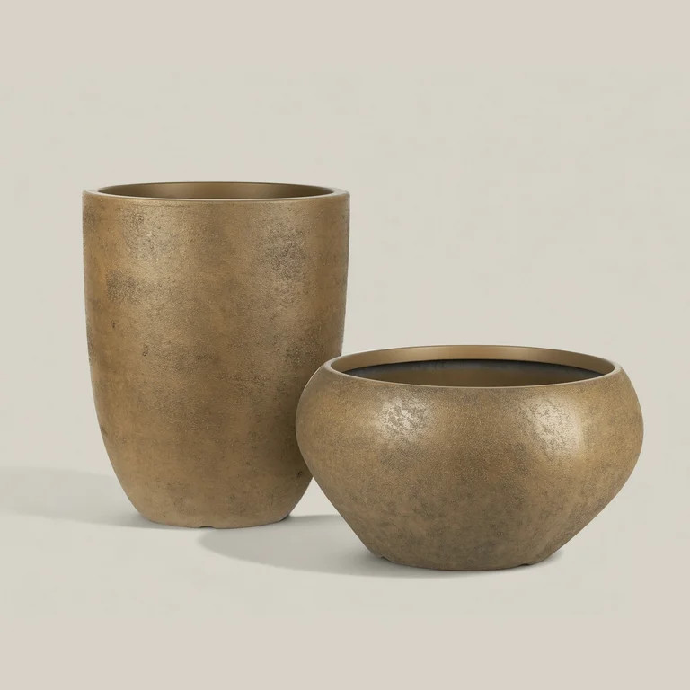 Better Homes & Gardens 18 inch Tall Planter Terra Plant Pot, Volcanic Finish Design with Drainage... | Walmart (US)