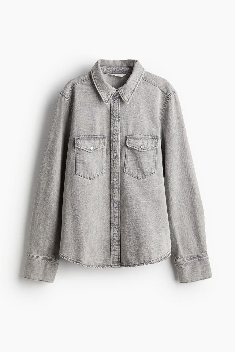 H & M - Denim Shirt - Gray | H&M (US + CA)