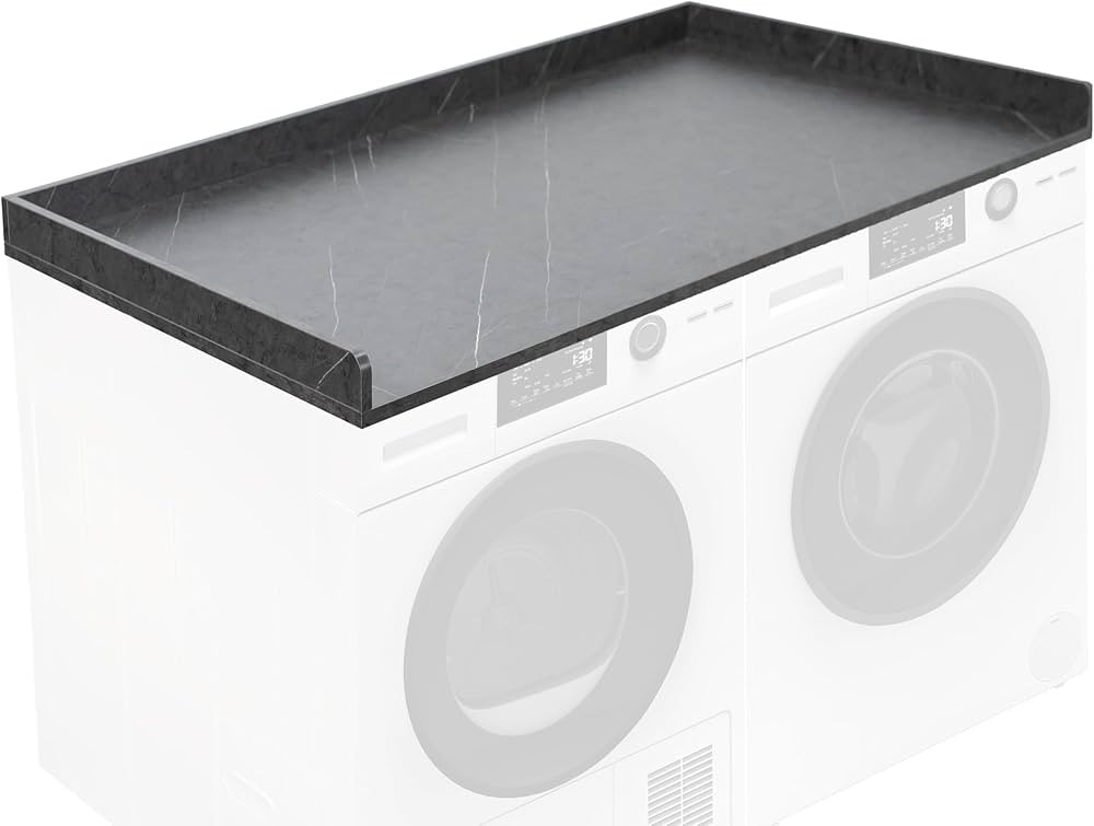 Washer Dryer 54 inch Countertop with Safety Ledge for Laundry Room Organization, Black Marble Pat... | Amazon (US)