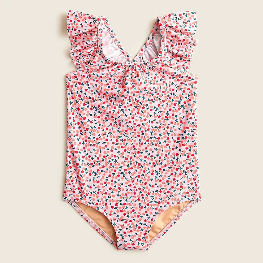 Girls' ruffle-shoulder printed one-piece with UPF 50+ | J.Crew US