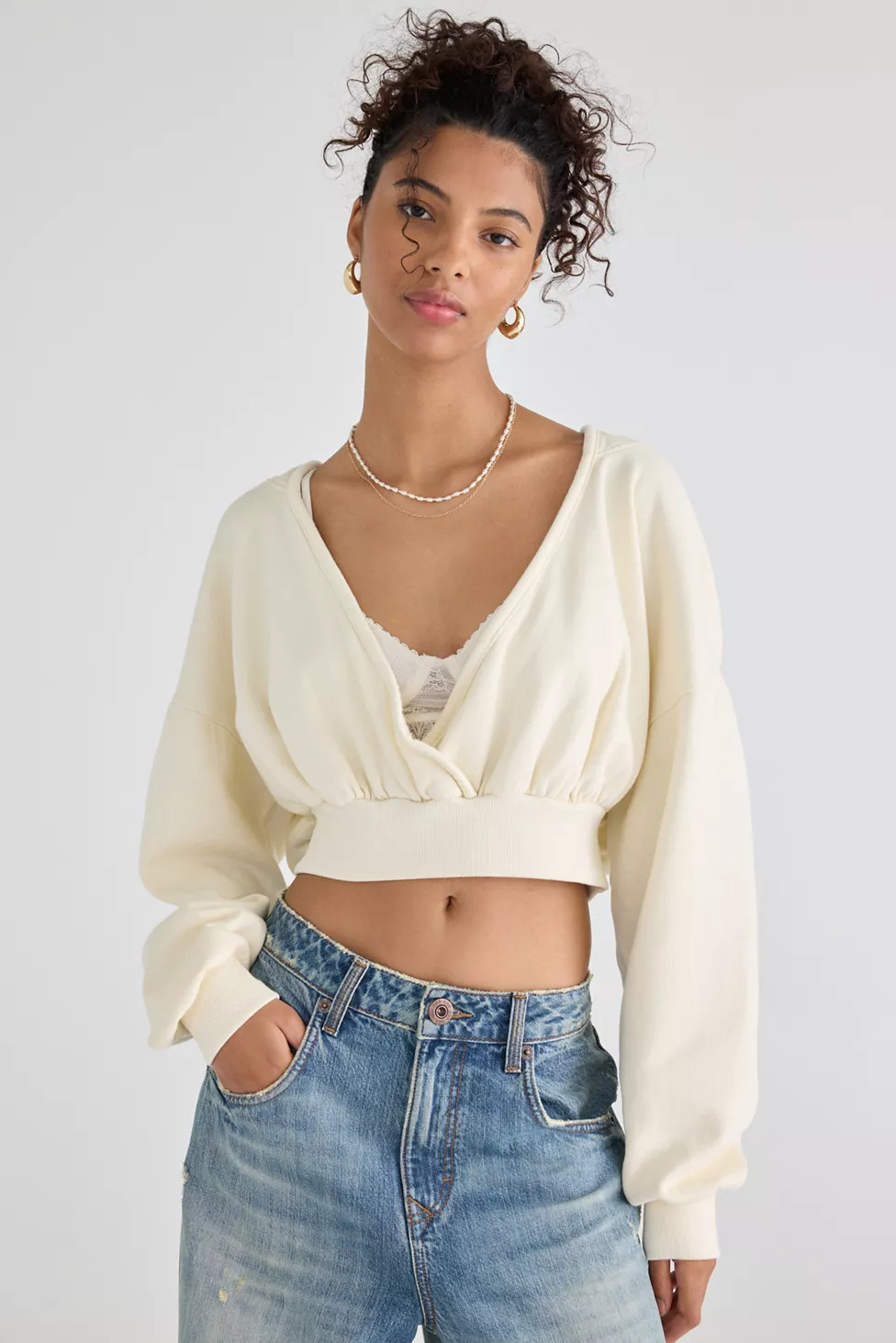Out From Under Shore Up + Out Surplice Cropped Hoodie Sweatshirt | Urban Outfitters (US and RoW)