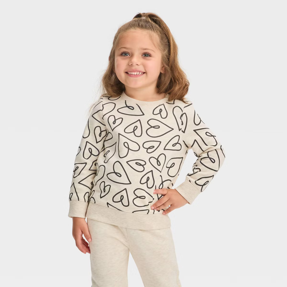 Toddler Girls' Fleece Sweatshirt - Cat & Jack™ Cream 3T | Target
