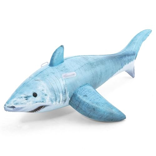 Bestway Realistic Shark Pool Float, Kids Inflatable Ride-On with Handles, Swimming Pool and Beach Toy, White | Amazon (US)