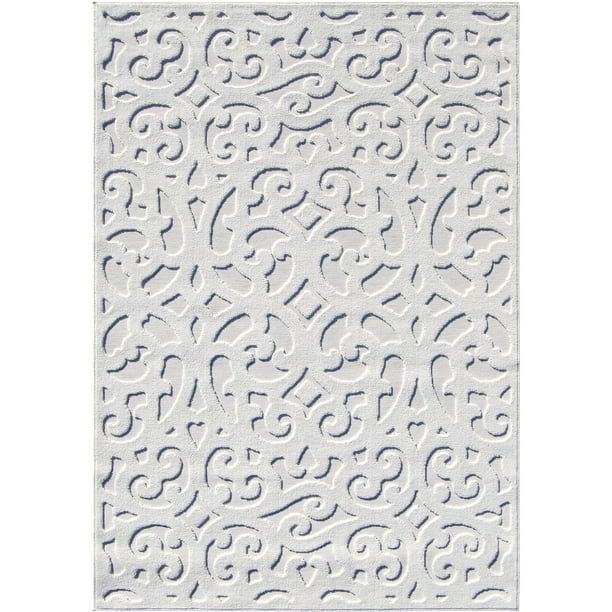 My Texas House Irongate, Transitional, Damask Woven Indoor/ Outdoor Area Rug, Natural, 5' x 7' | Walmart (US)