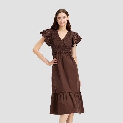 Women's Flutter Short Sleeve Midi A-Line Dress - Universal Thread™ | Target