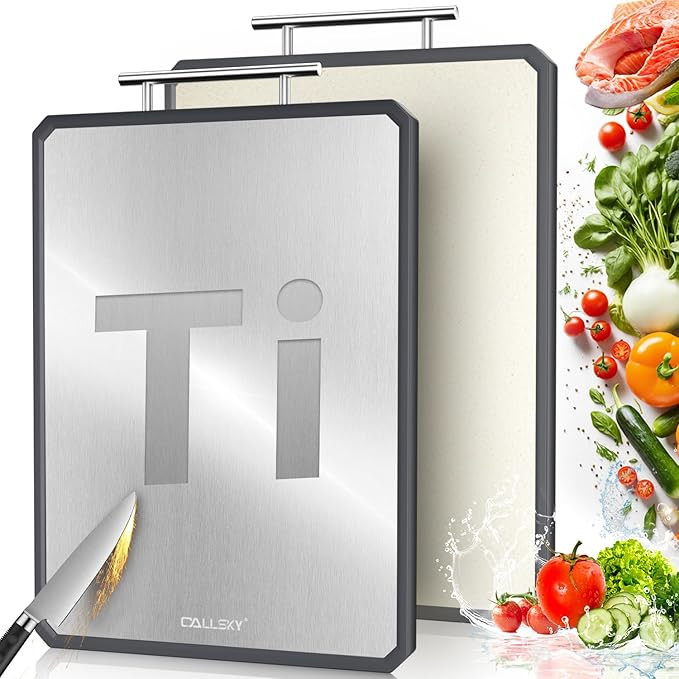 Titanium Cutting Boards for Kitchen, 2 in 1 Non Toxic Cutting Board, Food-Grade Double Sided Pure... | Amazon (US)
