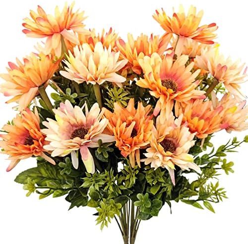 Guagb Artificial Gerbera Daisy Fake Flowers Silk Faux Fall Floral Bouquet Autumn Home Vase Table Wed | Amazon (US)