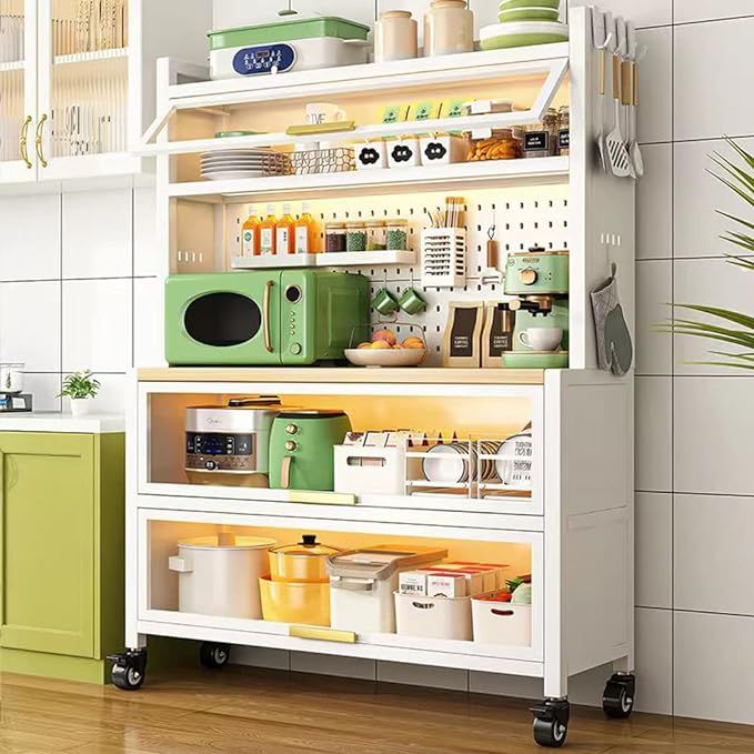 Kitchen Storage Pantry Cabinet Coffee Bar Microwave Stand Cabinets Bakers Rack Hutch Buffet Sideb... | Amazon (US)