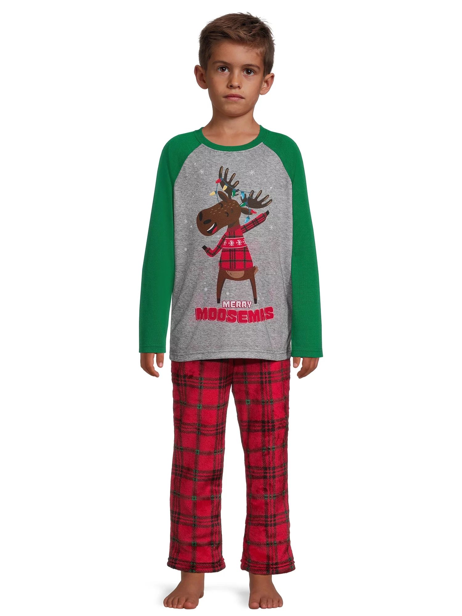 Holiday Time Boys Christmas Long Sleeve Top and Pajama Pant Set, 2-Piece, Sizes 4-16 Husky | Walmart (US)
