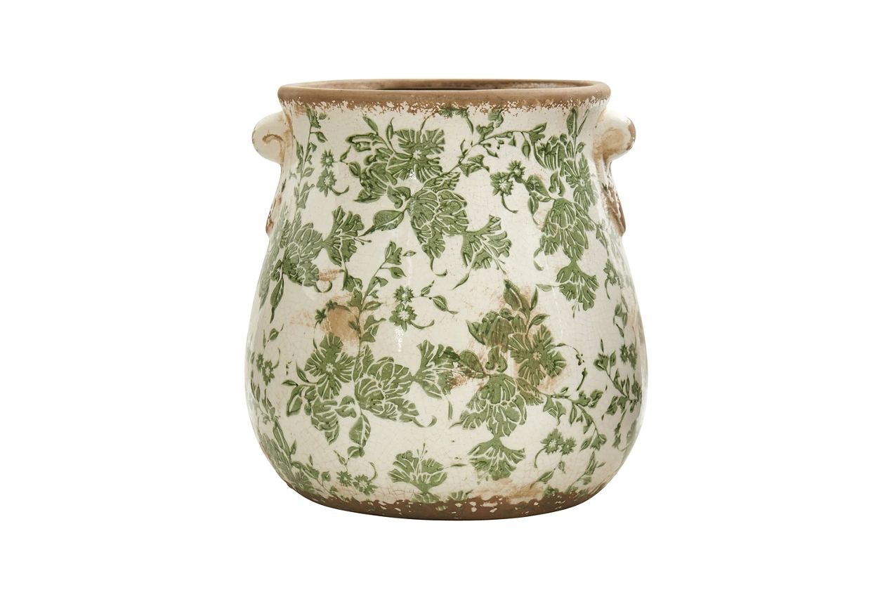 10” Tuscan Ceramic Green Scroll Planter | Ashley | Ashley Homestore