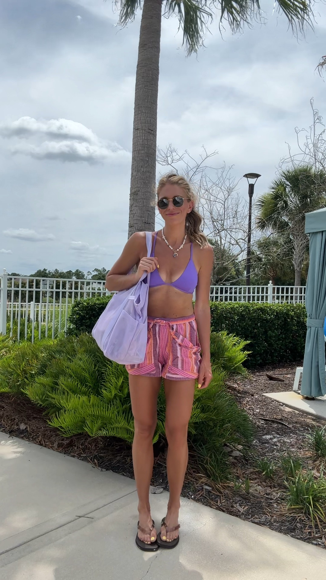 Pool outift I wore while on vacation in Florida. Swimsuit is a new brand I love called @leftonfriday   and it’s the quality is insanely good. You can get the bottoms in different styles of all types of coverage. My true size medium and top comes up to f cup size. Top is not padded but I’m wearing my go to Nippies.  Wearing small in shorts run oversized

#LTKTravel #LTKSwim #LTKootd