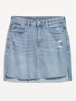 High-Waisted OG Straight Mini Cut-Off Jean Skirt for Women | Old Navy (US)