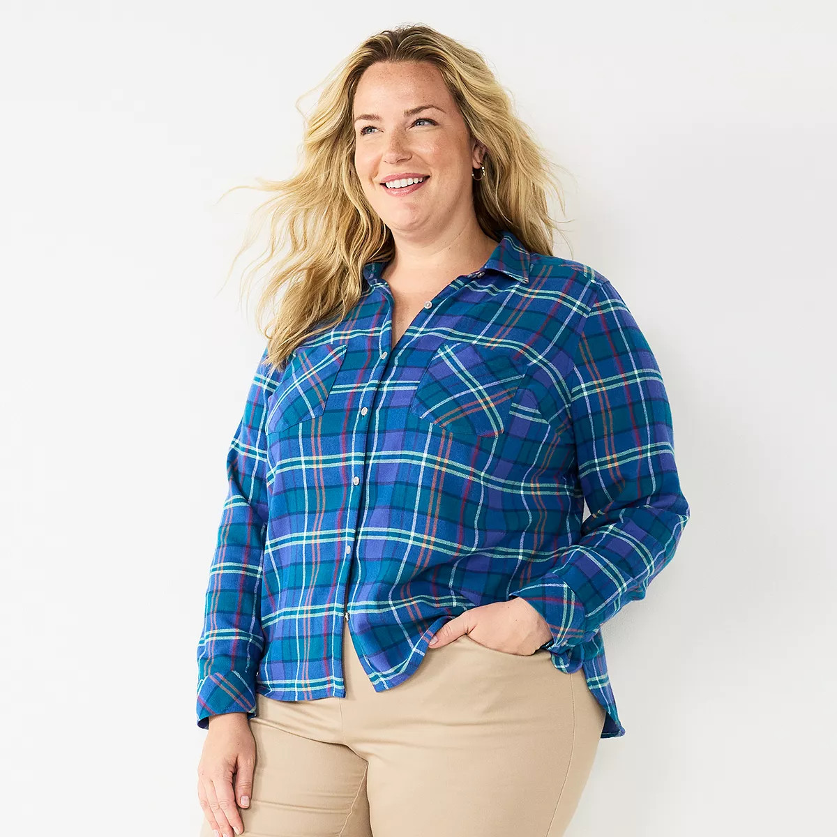 Plus Size Croft & Barrow® The Extra Soft Plaid Flannel Shirt | Kohl's
