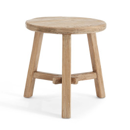 EM Wabisabi Rustic Round Three-Legged Reclaimed Wood Side Table | Eternity Modern