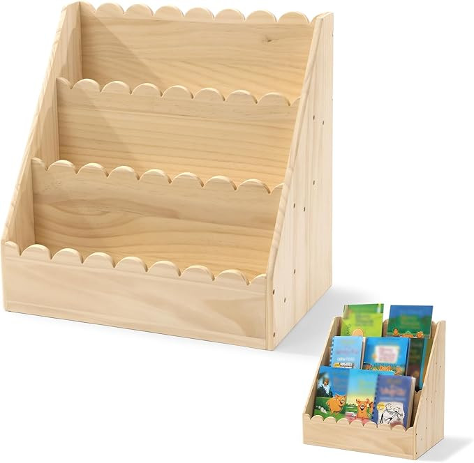 BALAPET Scalloped Book Shelf for Kids, 3-Tier Wooden Bookshelf Perfect Height for 1-5 Years Toddl... | Amazon (US)
