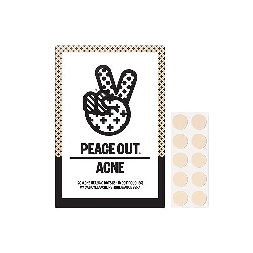 Peace Out Skincare Acne Dots, Hydrocolloid Pimple Patches Help Clear Blemishes Overnight, Award Winning Fast Acting Anti-Acne Solution (20 dots) | Amazon (US)