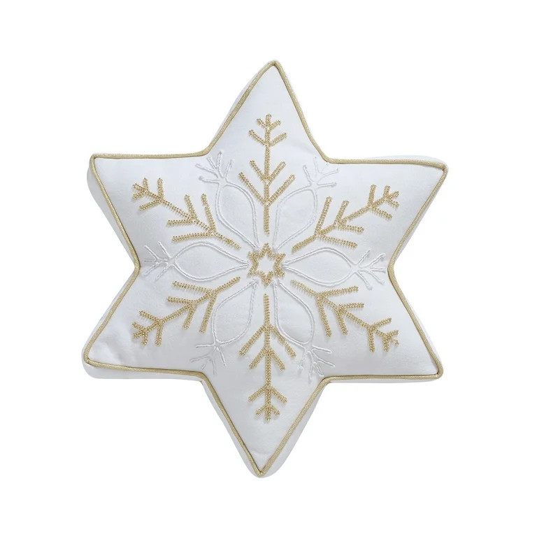 My Texas House Michelle 18" x 18" Ivory Snowflake Holiday Decorative Pillow - Walmart.com | Walmart (US)